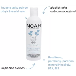 Vaikiškas maitinamasis šampūnas su pienu ir cukrumi dažnam naudojimui, 250 ml